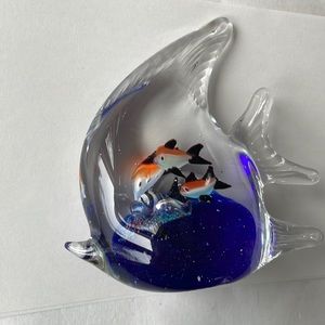 Art Glass Fish Multicolor Figurine Paperweight Glass Fish Figure